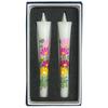 Cosmos Flower Candles, Size 3, Hand-Painted Japanese Candles, Cosmos Design, Set of 2, #3059, for Buddhist Altars and Gifts