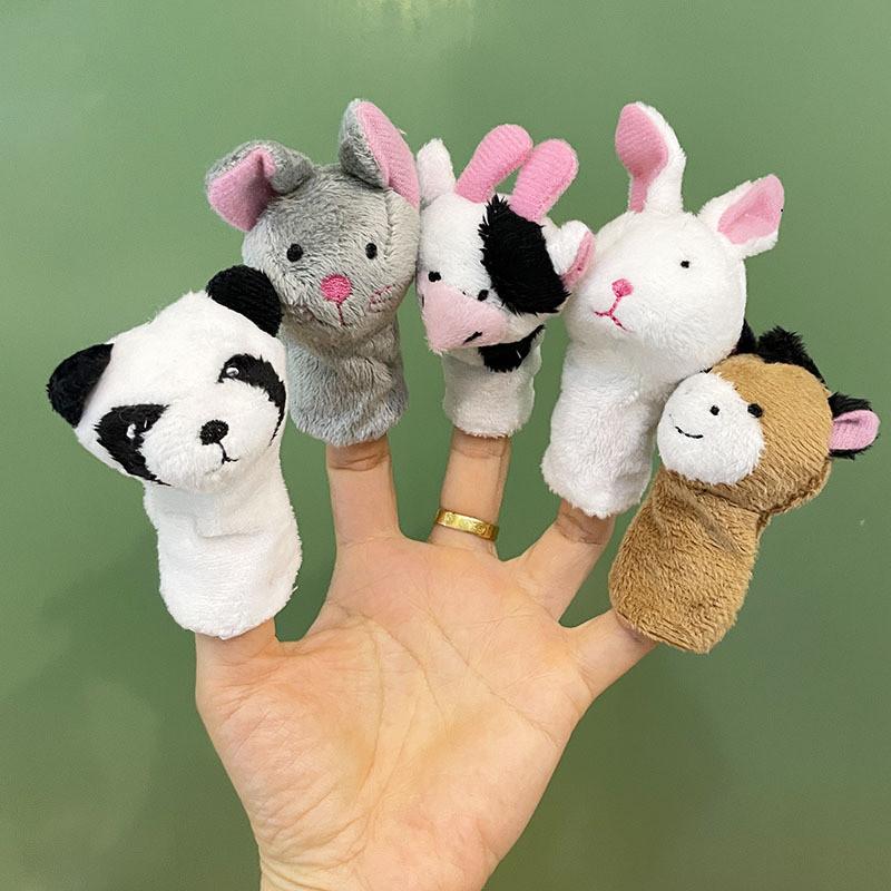Cute Bunny Plush Finger Puppet Toy Set For Kids Soft Short Plush Fill White 9cm