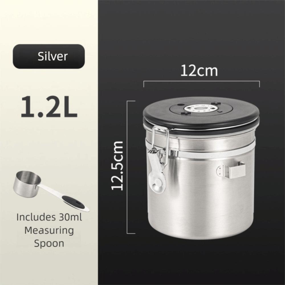 

Коробка для хранения кофейных зерен из нержавеющей стали, герметичная 1,2/1,5/1,8 л, банки для кофейных зерен, влагонепроницаемая, с ложкой, емкость для сохранения свежести