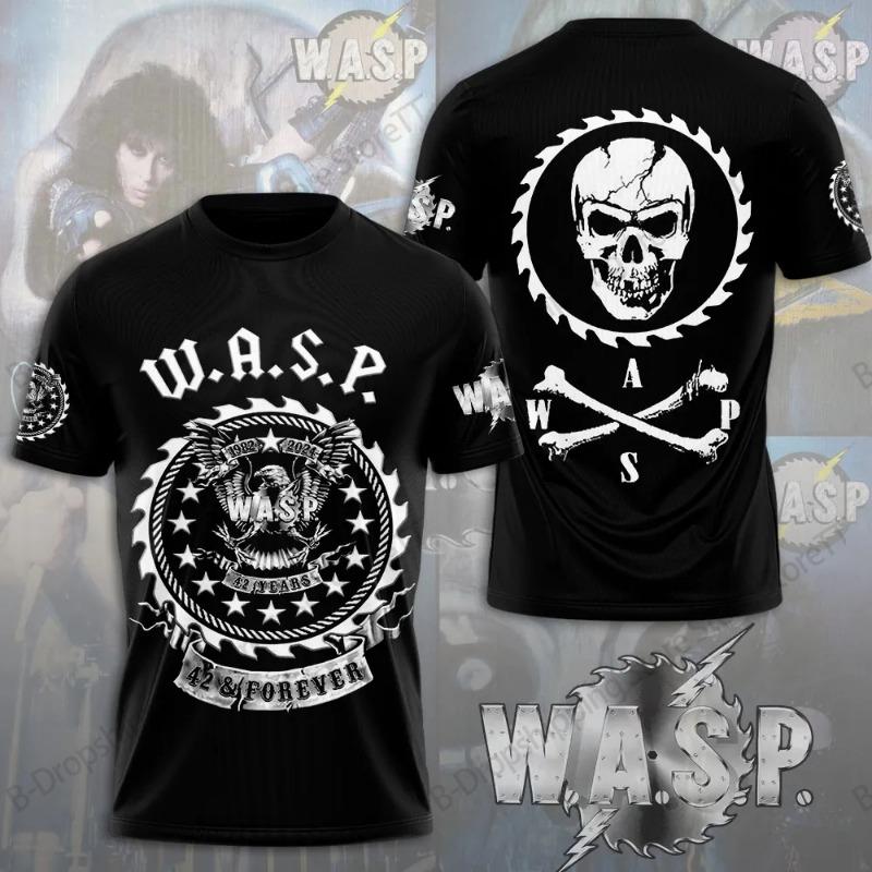 WASP Band.Tour 3D Print T-Shirt Men Women Fashion Street Short Sleeve Tops Tees Kids Clothes Oversized T Shirt Rock Black