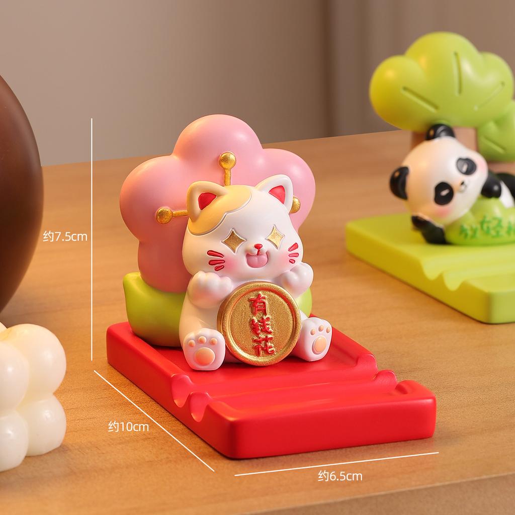 Creative Cartoon Cat Mobile Phone Holder Ornament Office Desktop Decoration Cute Practical Small Gift for Girls