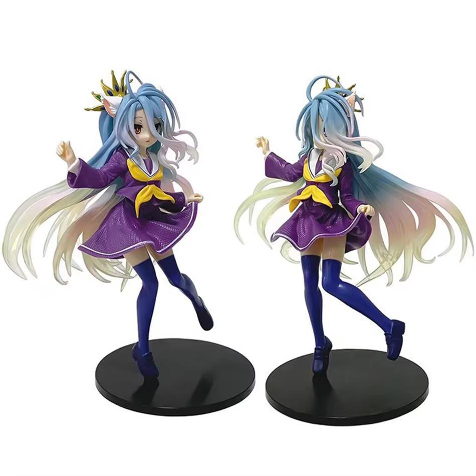 NO GAME NO LIFE Spiel Leben Anime Charaktere Weiße Katzenohren Uniformen Version Krone Anime Schönes Mädchen Handgefertigt Schreibtisch PVC Ornamente