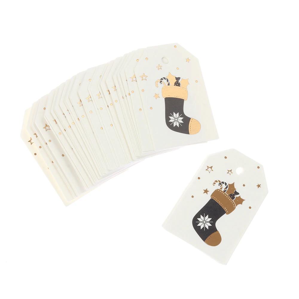 50PCS Merry Christmas DIY Kraft Tags Labels Gift Wrapping Paper Hang Tags Santa Claus Paper Cards Xmas Party Supplies