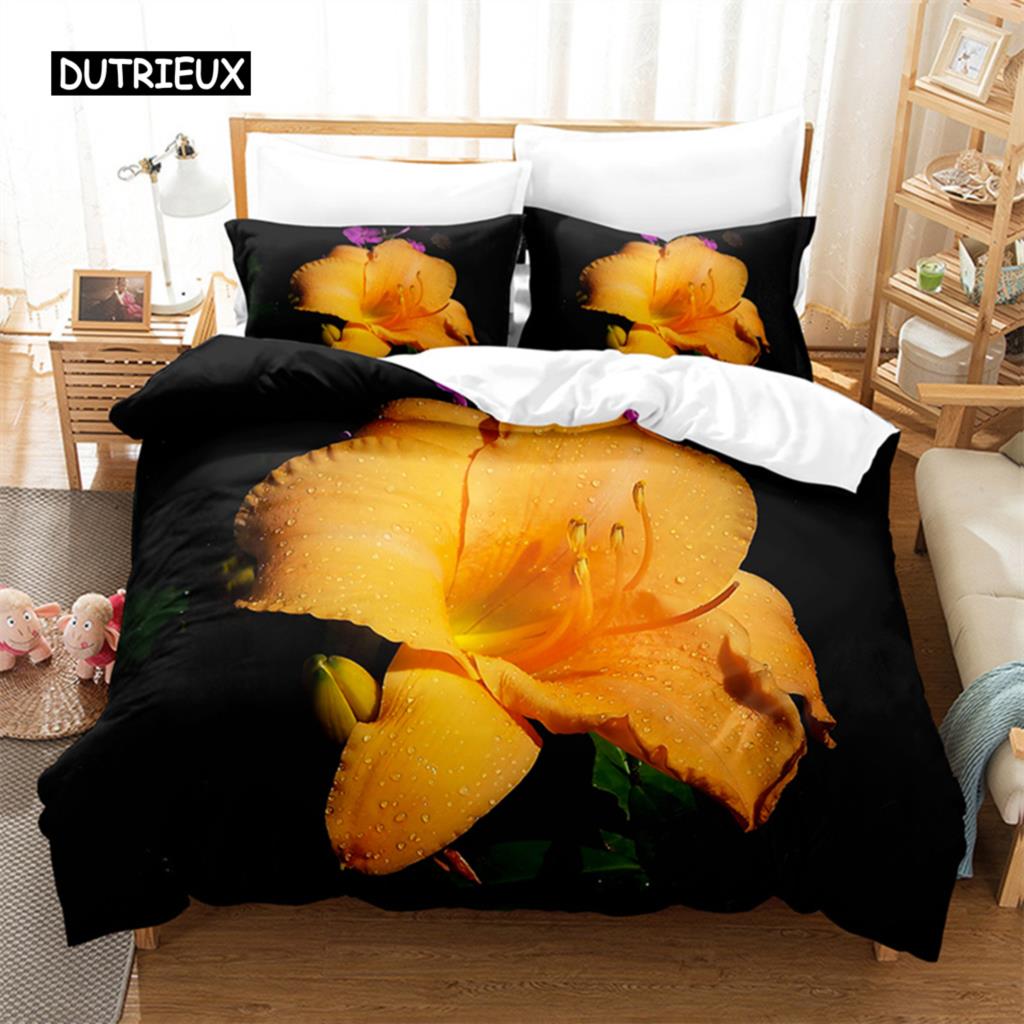

Yellow Flowers Queen Size Bed Ensemble Comforter Cover Sets Bedding Digital Printing Bed Linen King Size Size Comforter Cover Kit Bed Ensemble EU single(135x200cm)