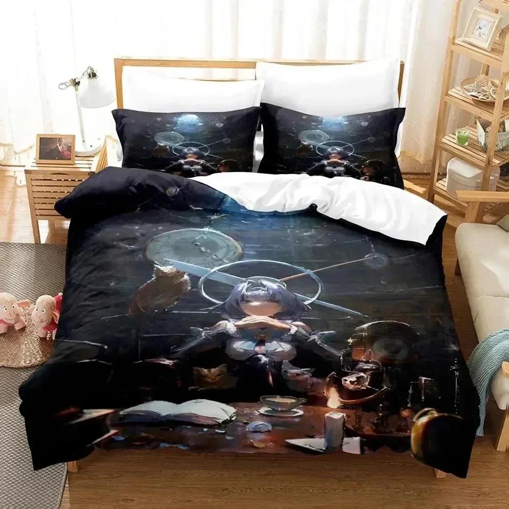 3D Print Anime Ouro Kronii Bedding Set Printed With Pillowcase Bed Duvet Cover Soft Queen King Size Bedclothes Home Boys Adult