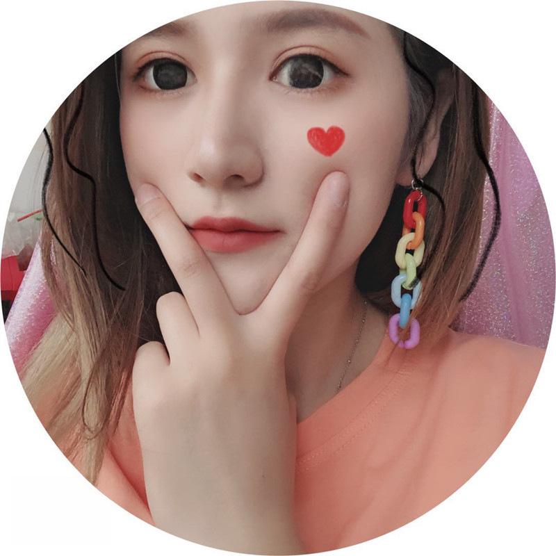 Harajuku Style Rainbow Acrylic Chain Earrings – Colorful Candy Ear Clips for Women