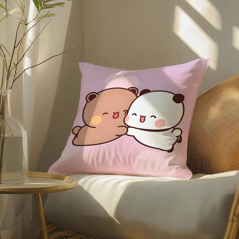 Popular Lovely Cartoon Bubu  Dudu Cute 2 Cushion Cover Silky elegant Comfort Sofa Bed Invisible zipper Beach pillowcase