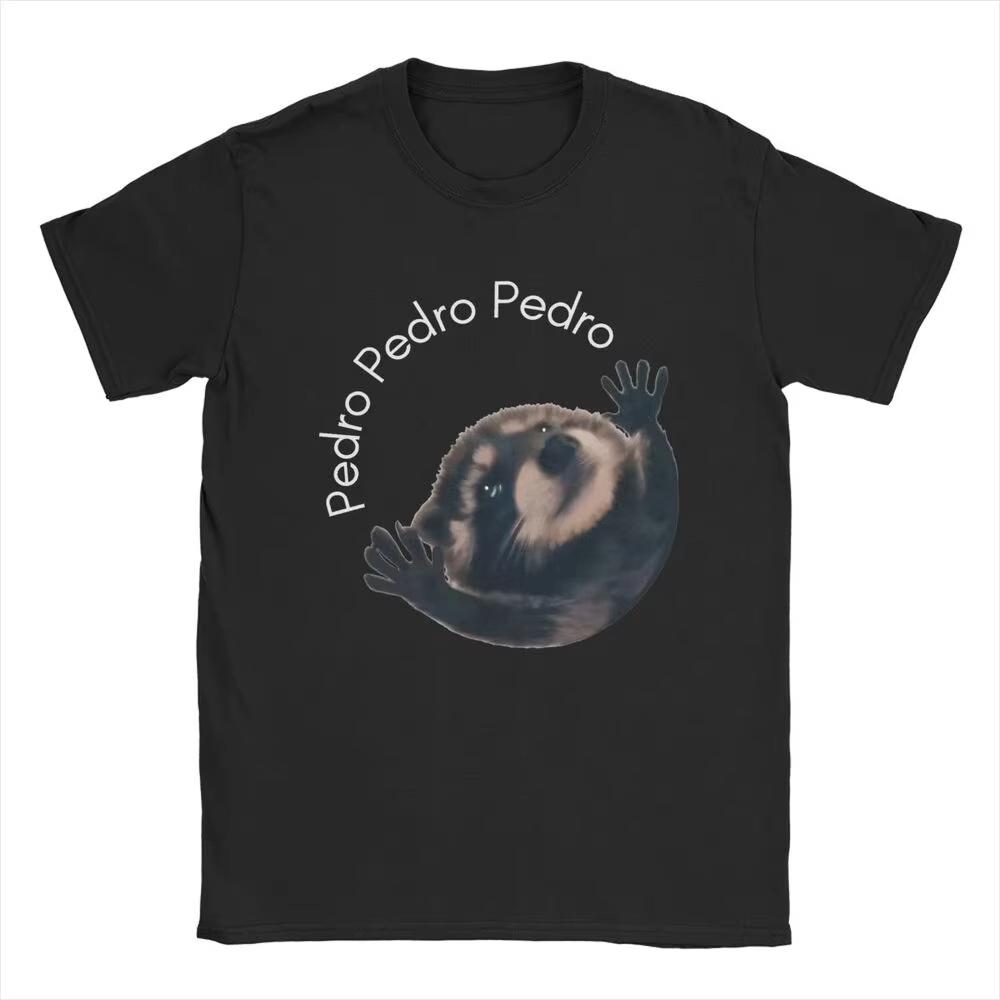 Vintage Pedro Raccoon Print T-shirt Summer Casual Fashion Cotton Short Sleeve T-shirt Gift Outfit for Men and Women