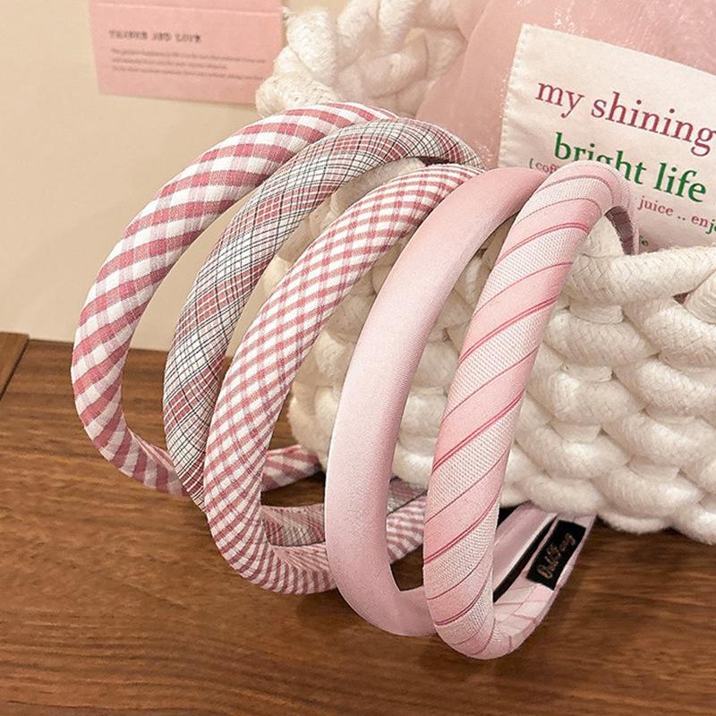 1/2pcs 1.5CM Women Girls Sweet Plaid Hairbands Sponge Padded British Hair Hoop Accessories Lattice Head Wears