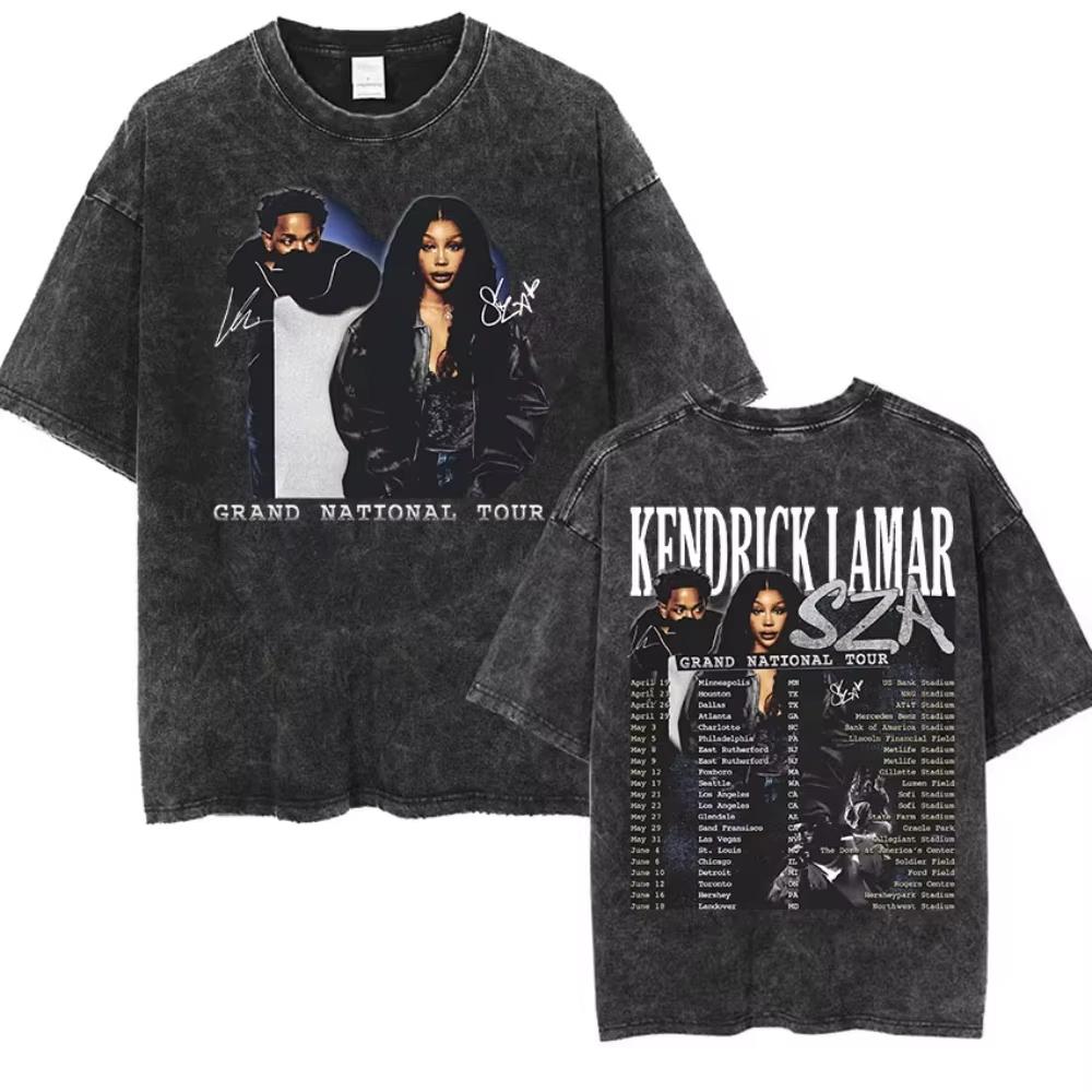 Kendrick Lamar They Not Like Us Tour 2026 Maglietta Merch da Uomo Vintage Lavata a Maniche Corte Materiale Traspirante Nessuna Sensazione di Soffocamento nella Calda Estate