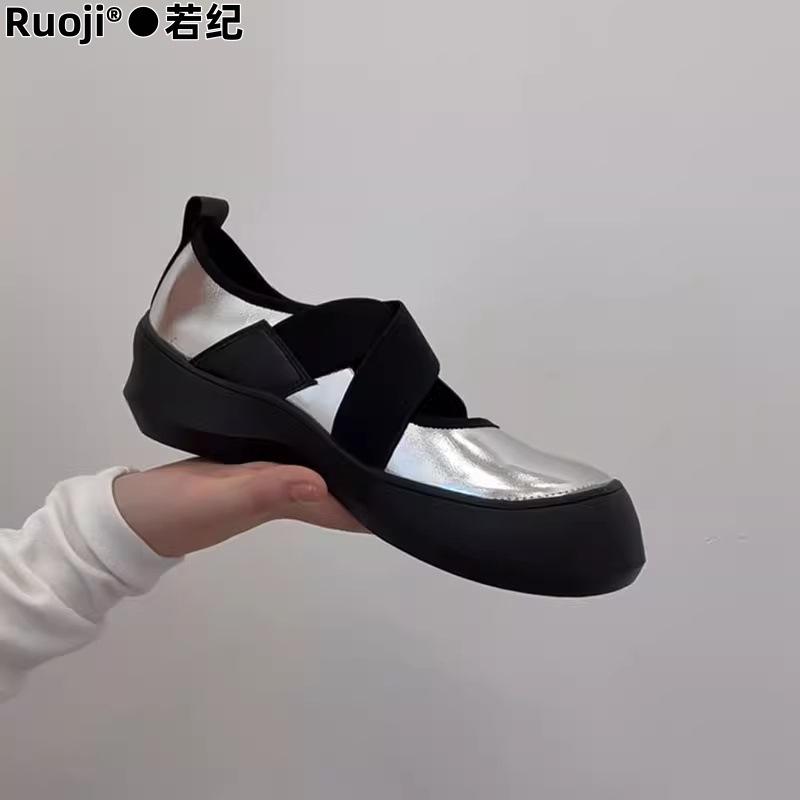 Leather Version~ Silent Platform Sports Style Loafers Women's 2025 New Cross-elastic Mary Jane Shoes Single Shoes