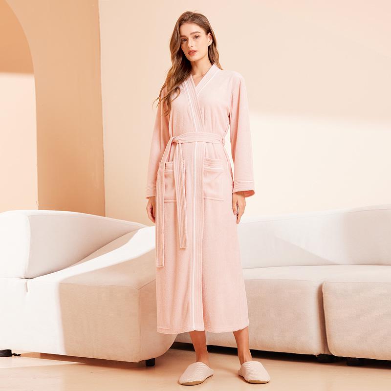 Unisex Quick-Dry Water-Absorbent Bathrobe: Four-Season Long-Sleeve Yukata with Towel Material