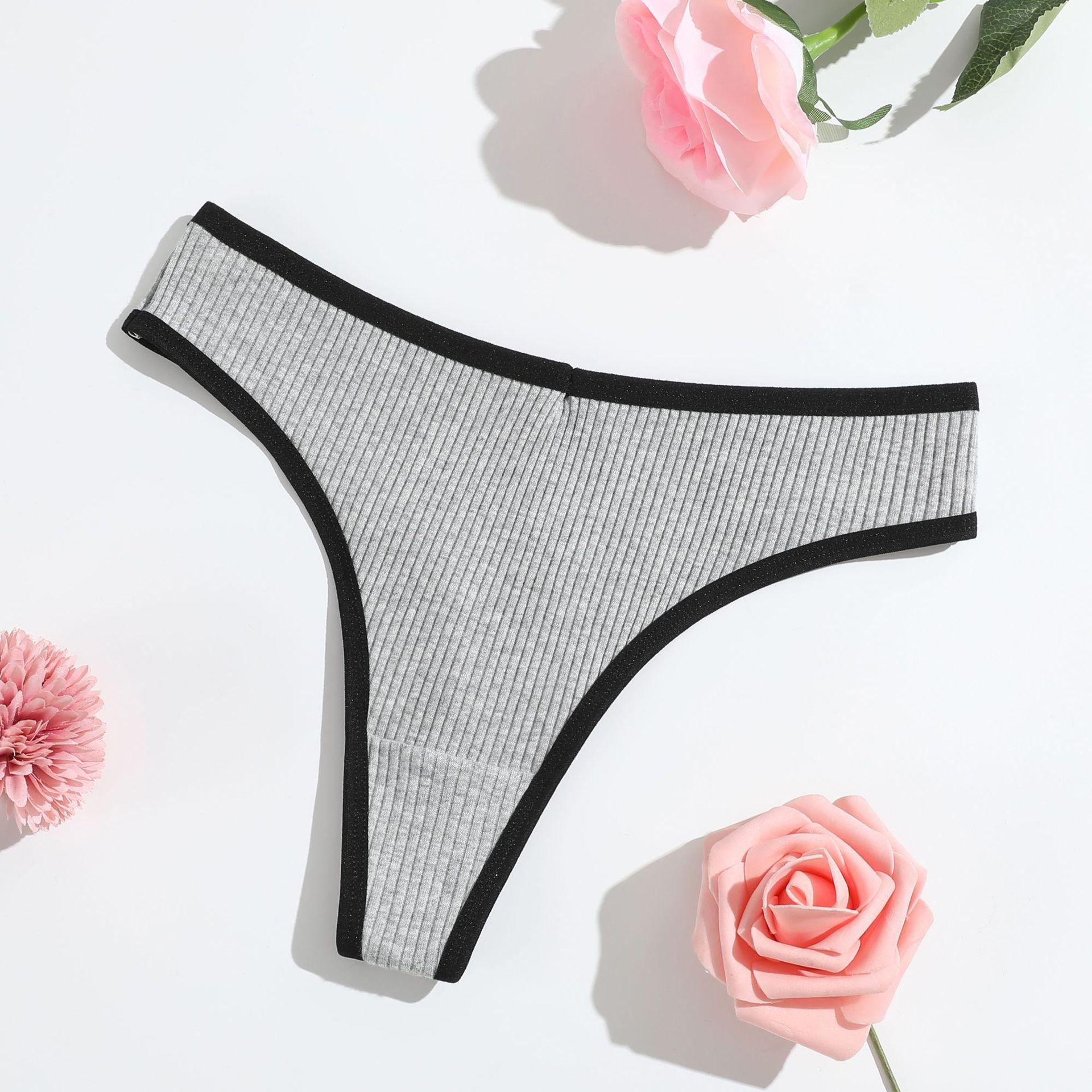 

Thong Panties Girls Hip Lift Abdomen Threaded Thong Women S Low Waist Breathable Pure Cotton T-Pants S світло-сірого кольору