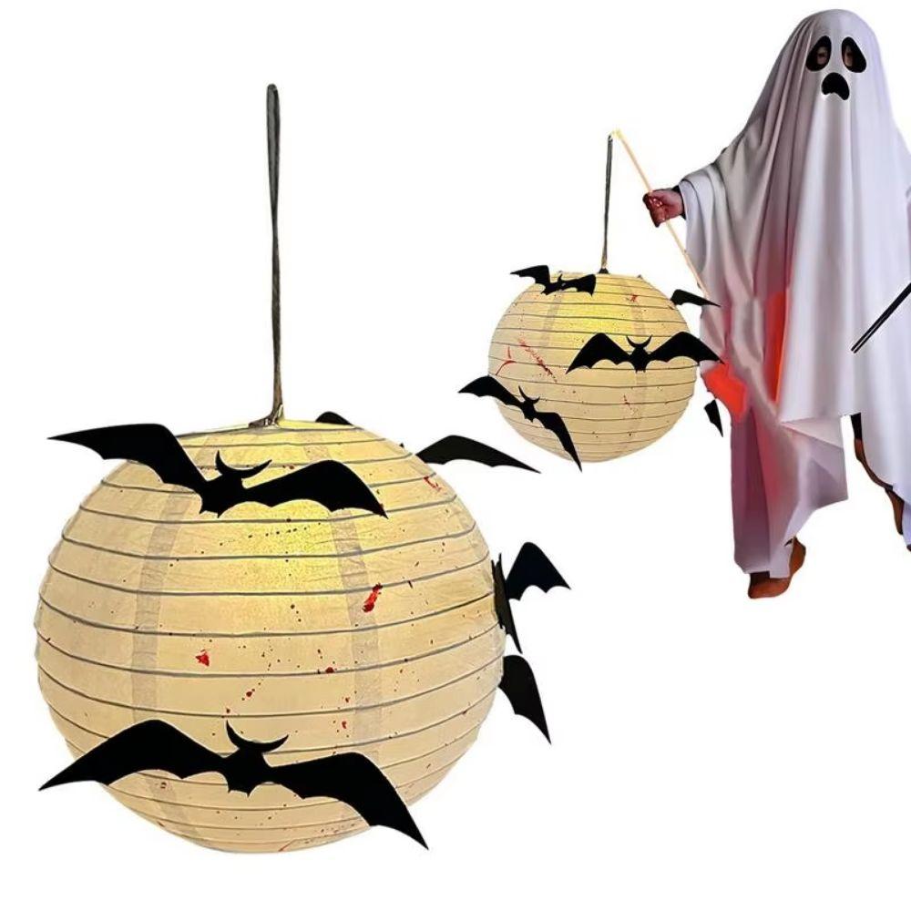 Night Lamp Halloween Ghost Glowing Lantern Foldable Black Bat Handheld Lantern  Haunted House