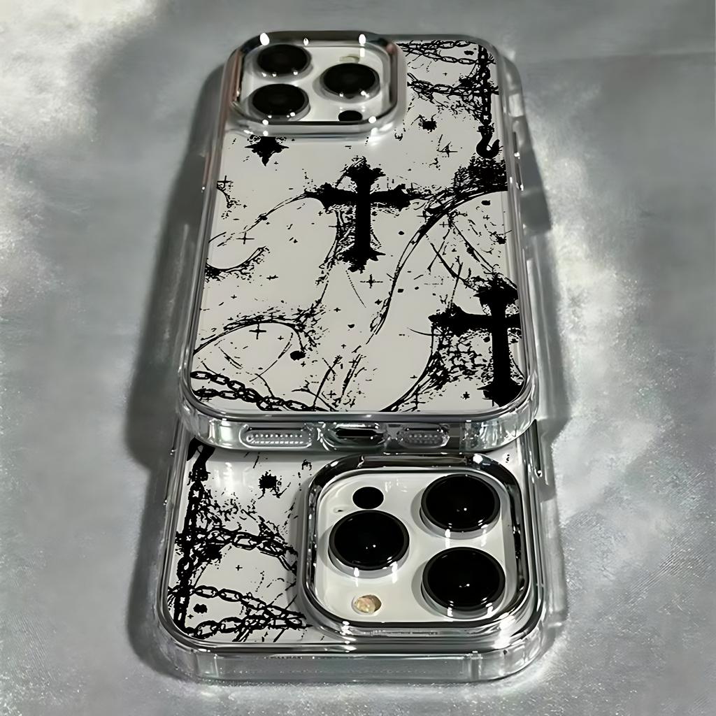 Dark Gothic Cross Mark Phone Case for OPPO Reno4 Reno5 Reno6 Reno8 Reno11 Reno12 13 14 15 Z T F Pro 4G 5G Transparent Soft Cover