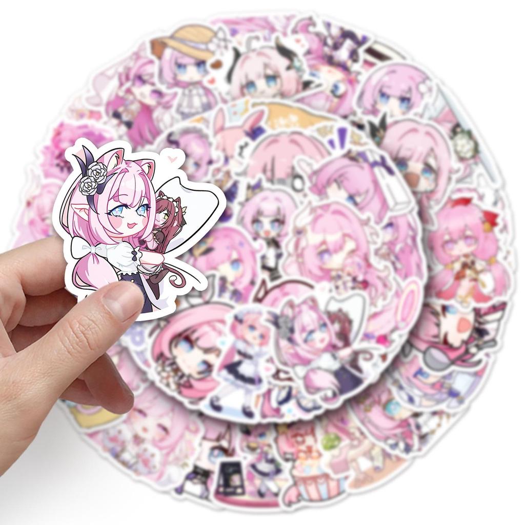 50 Cute Elysia Honkai Impact 3 Stickers: Game-Themed Mochi Decorations for Water Cups, Stationery, and Computers