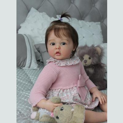 50/60cm Soft Touch 3D Painted Cloth Body Reborn Doll Lovely Finger Eating Baby Doll Toys for Kids Toddler Birthday Gift Doll Collector Collection Toy