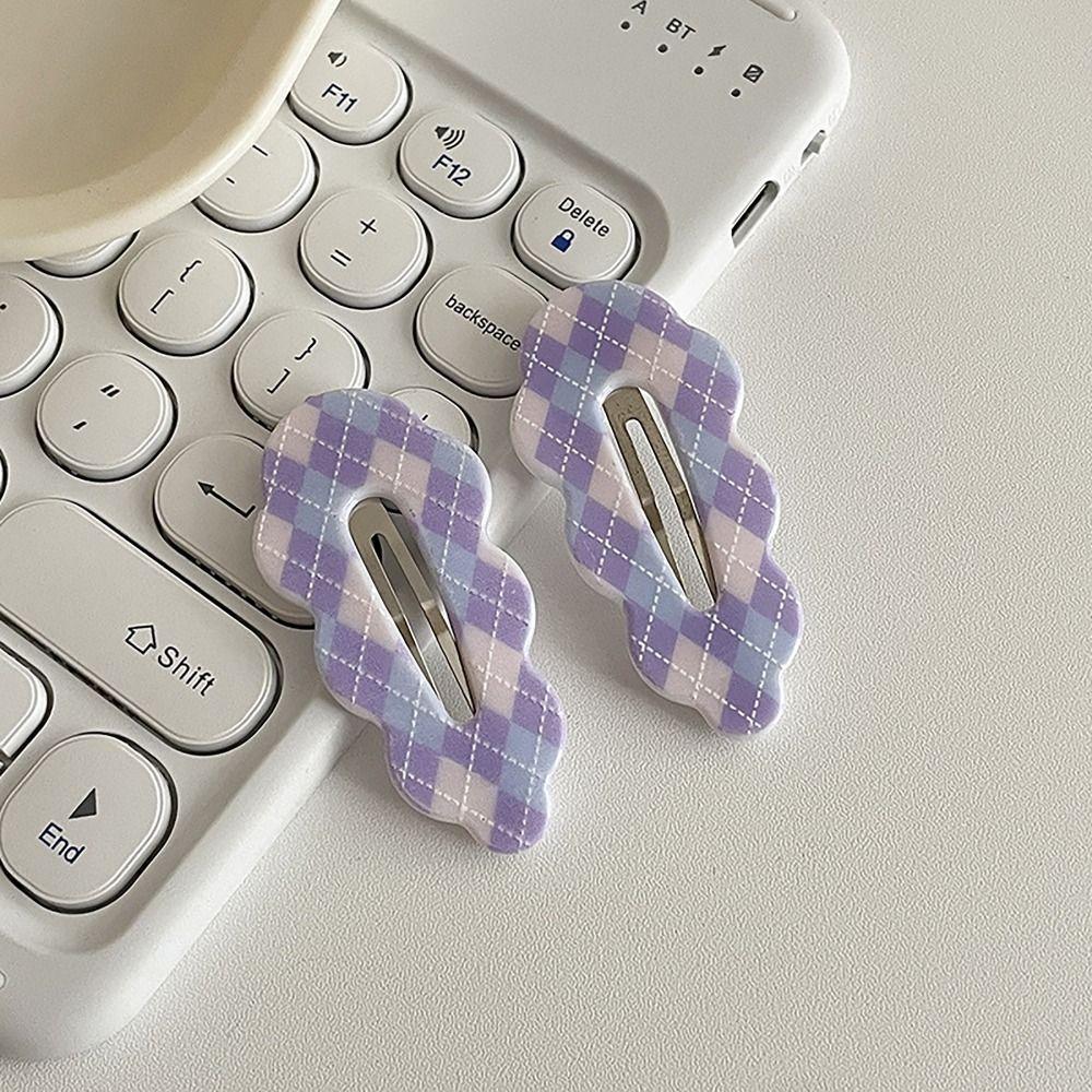 1pc Fashion Hair Ornament Clouds Hair Clips Sweet Headwear Grid Bang Clip INS Style Hairpin Girls
