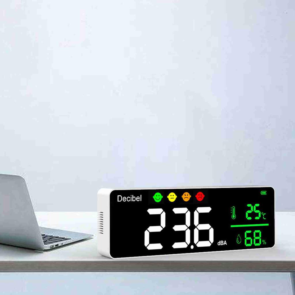 Noise Msuring Instrument Digital Decibel Sound Meter Temperature Meter Humidity Meter 3-in-1 Detector Indoor Wall Mounted Large Screen