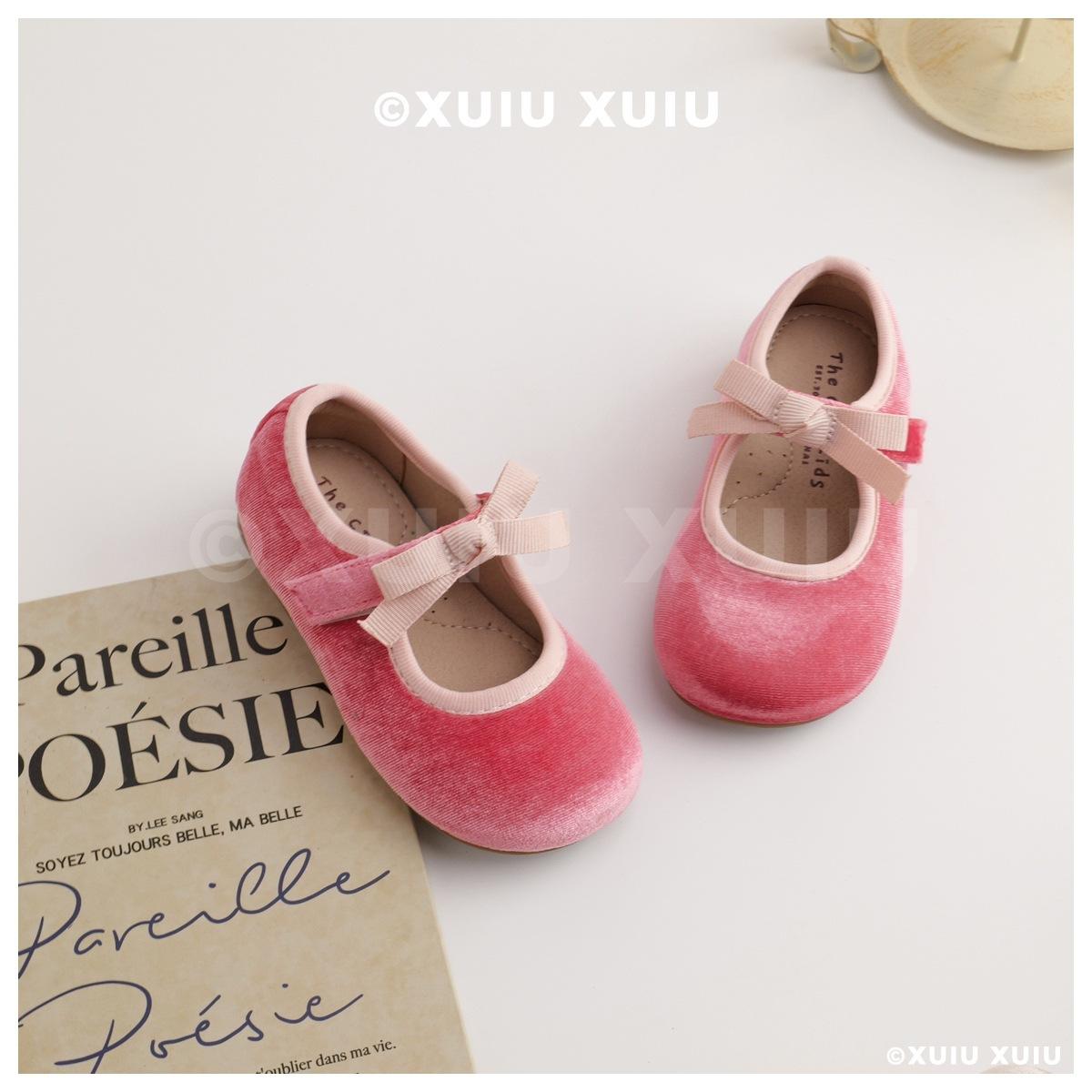 

XSHX Dopamine Velvet ретро милые балетки для девочек, туфли принцессы на липучке [обувь Вэньчжоу] 22