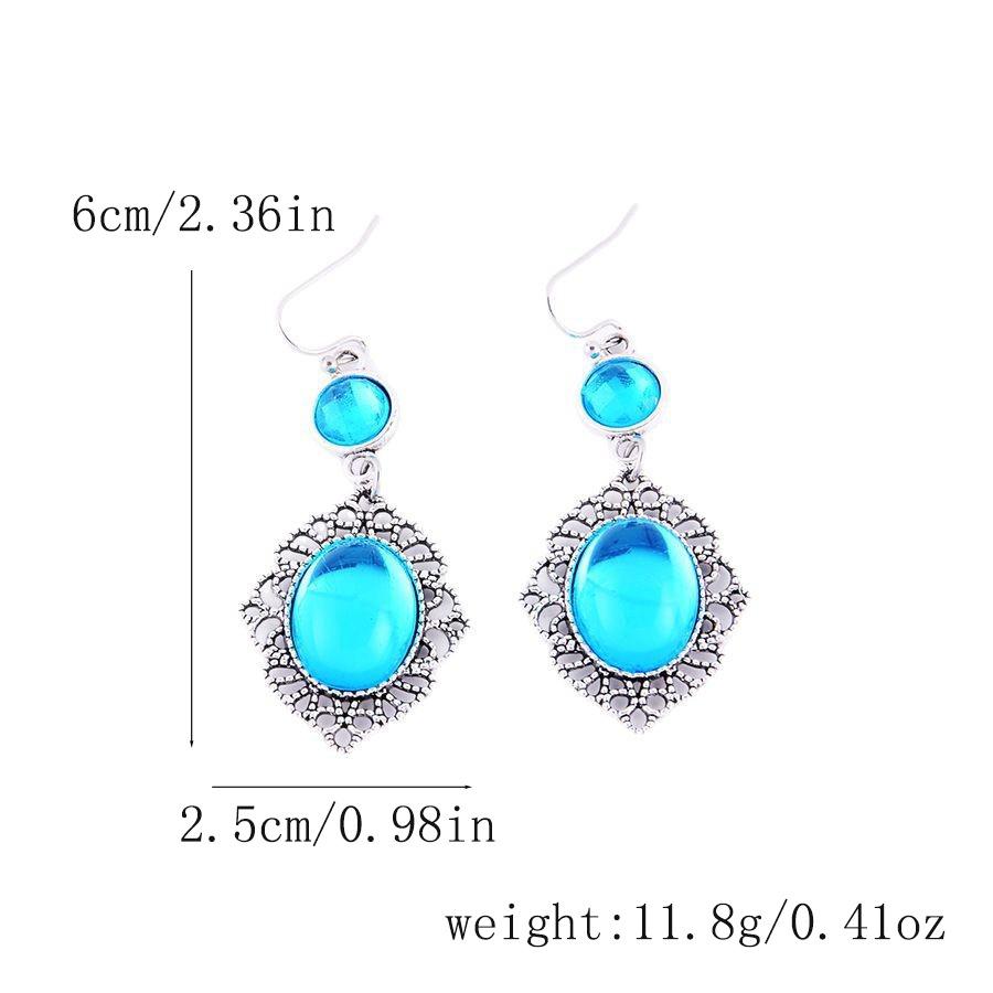 Stylish Bohemian Blue Pendant Ethnic Exotic Gemstone Earrings