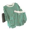 Women's Spring and Summer Round Neck Striped Casual T-shirt + Sports Shorts Two Sets