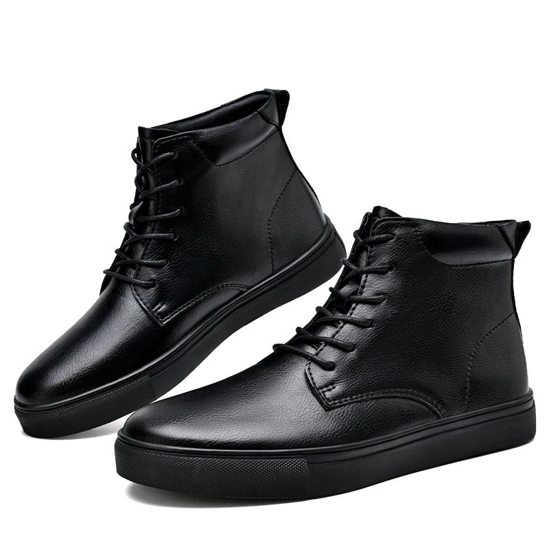 

Fashion Hot Trends Men s Boots Fashion Chelsea Boots Leather Ankle Boots Lace Up Non-slip Shoes for Men Platform Boots Zapatos De Hombre 47 чёрный
