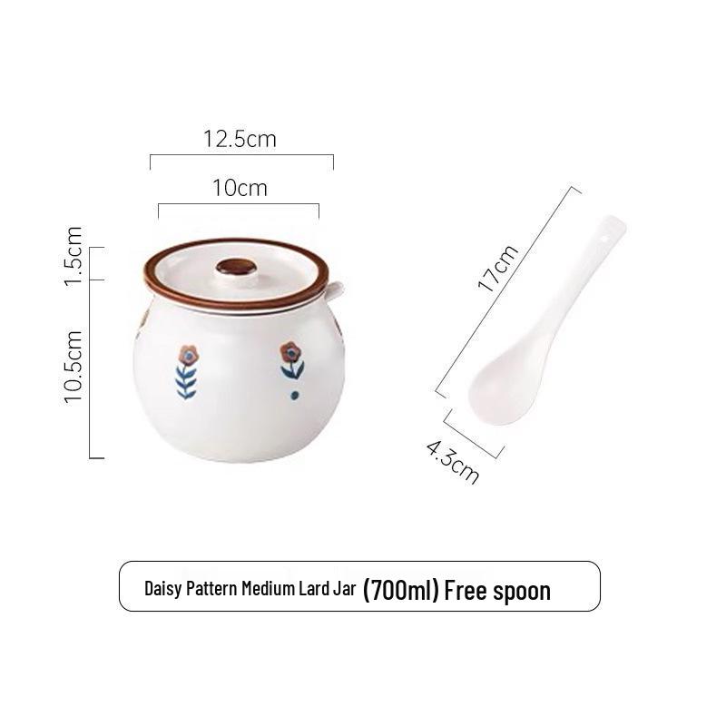Japanese Ceramic Seasoning Jar with Lid and Spoon - Cute, High-Temperature Resistant Storage for Your Kitchen