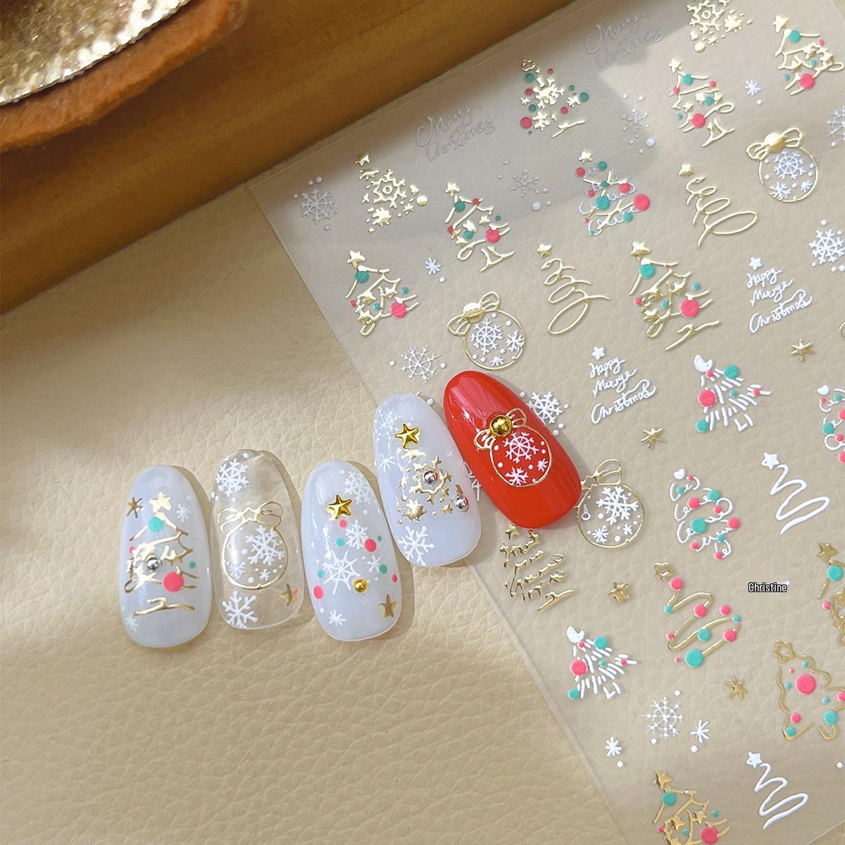 

YITU YT4247 Christmas Tree & Snowflake Nail Art Stickers with Adhesive Backing