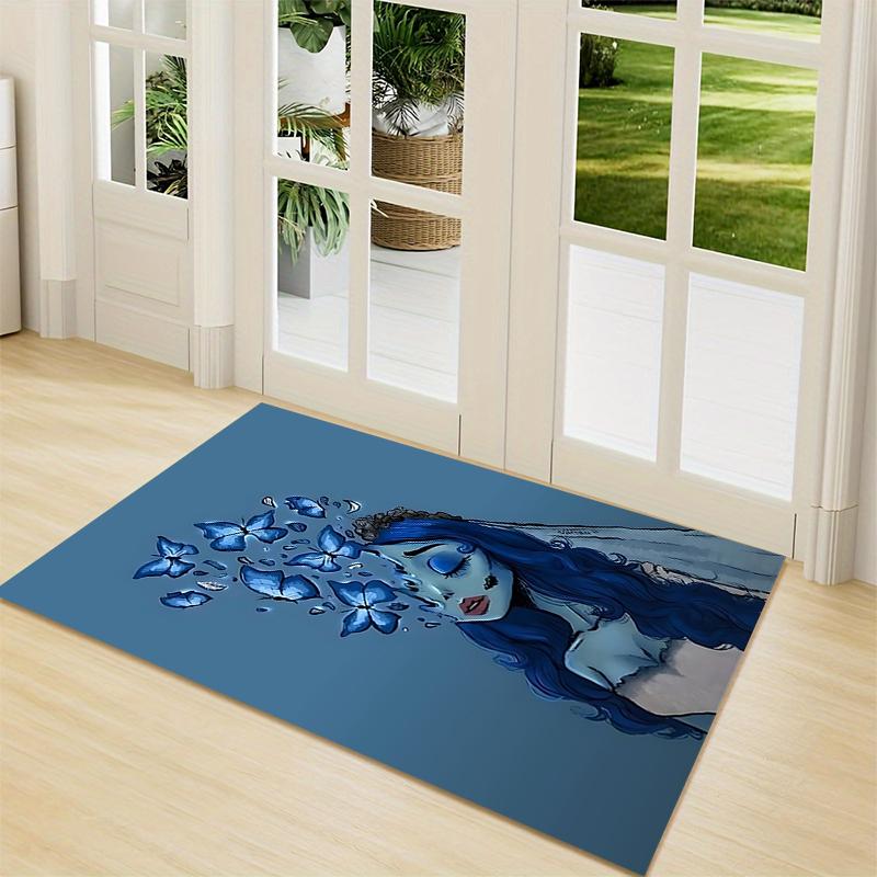 1Pc Blue Spirit Butterflies Carpet Rug Customizable Soft Washable Antislip Home Living Room Sofa Mats Personalized Rug 0917159