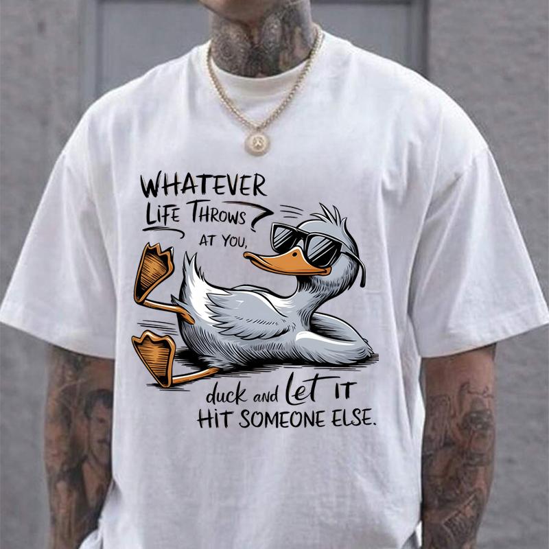Funny Duck Shirt Humor Quote Graphic Tees for Men Women Funny Sarcastic Shirt Duck T-shirt Retro Tee Funny Adult Gift Tshirt S