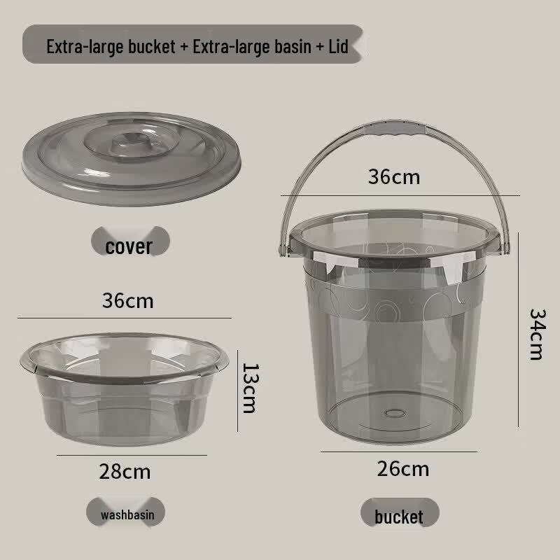 ZISIZ Extra Large Thickened Transparent Water Bucket with Lid