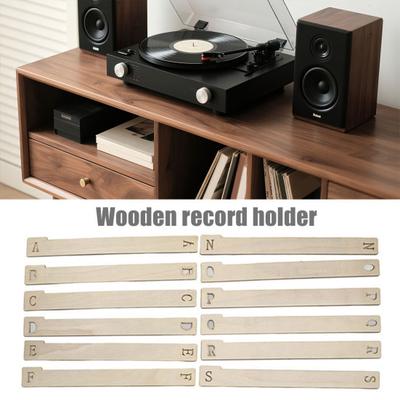Alphabetical Wooden Vinyl Record Dividers 26 Pcs Record Holder Organizer for Vinyl Records DVDs Book A-Z Letter Separator Shelf Storage Accessory for