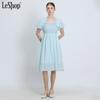 Leshop Puff Dress With Smocking Backstraps