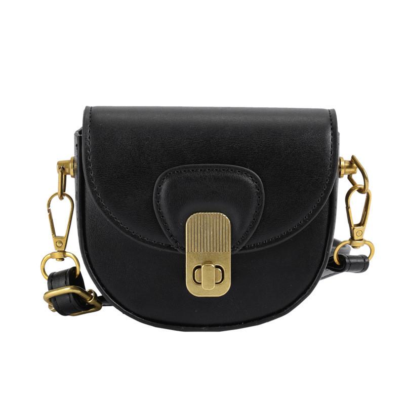 

Trendy Korean Mini Saddle Bag For Kids With Breathable Polyester Lining In Chic Colors чорний