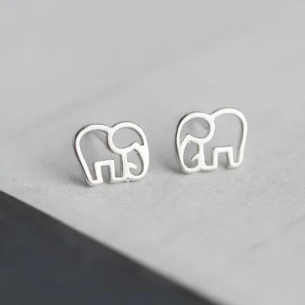 Silver Plated Korean Style Stud Earrings for Women Creative Ear Hole Design Allergy Free Fine Jewelry Accessories