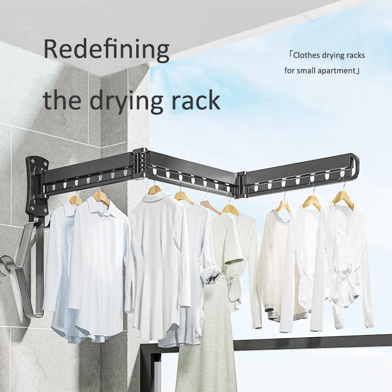 Aluminum Alloy Telescopic Drying Rod Indoor Balcony Multifunctional Drying Clothes, Folding clothes dryer Invisible Hanging Rack