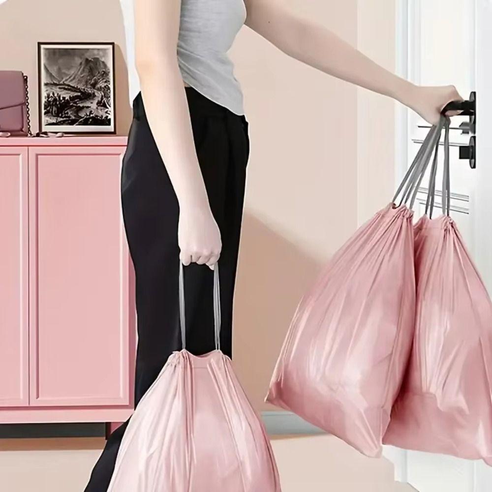 2 Roll Portable Drawstring Trash Bags 45x50cm Large Garbage Bag Durable Plastic Bag  Household Use