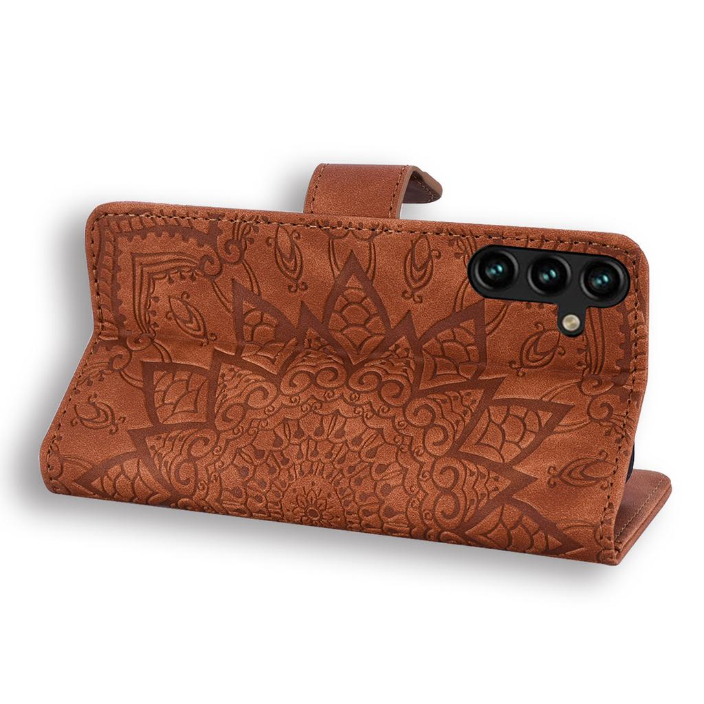 For Samsung Galaxy A35 5G Cell Phone Case Imprinted Flower Leather Wallet Cover