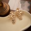 Exaggerated Metal Wind Earrings Irregular Folds Texture Leaves Personalized Earrings High-End Atmospheric Fashion Earrings