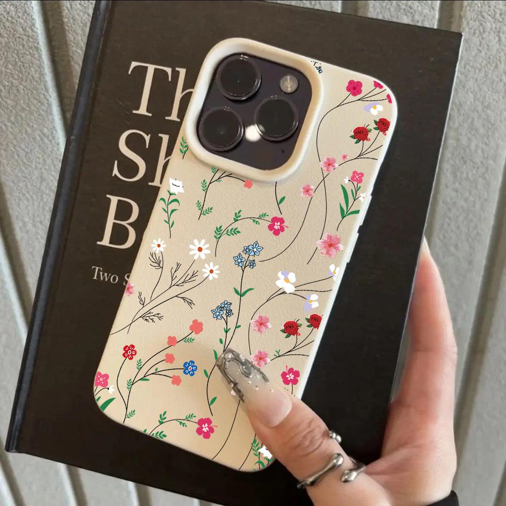 HOT Cool Fleur Fleur de Pêcher Cuir Litchi de Luxe Étui de Téléphone Pour iPhone 17 16e 16 15 14 13 12 11 Air Pro Max Plus X XR XSMax