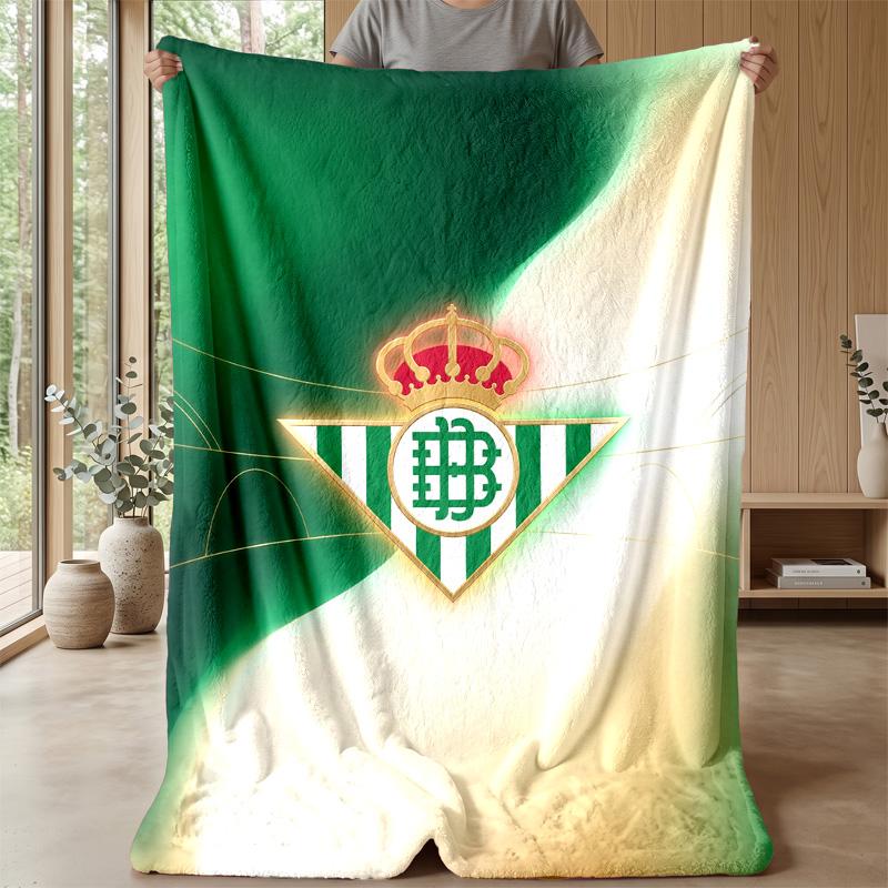 Real Betis Football Print Flannel Blanket, Soft Warm Lightweight Throw Blanket for Sofa Bed Camping