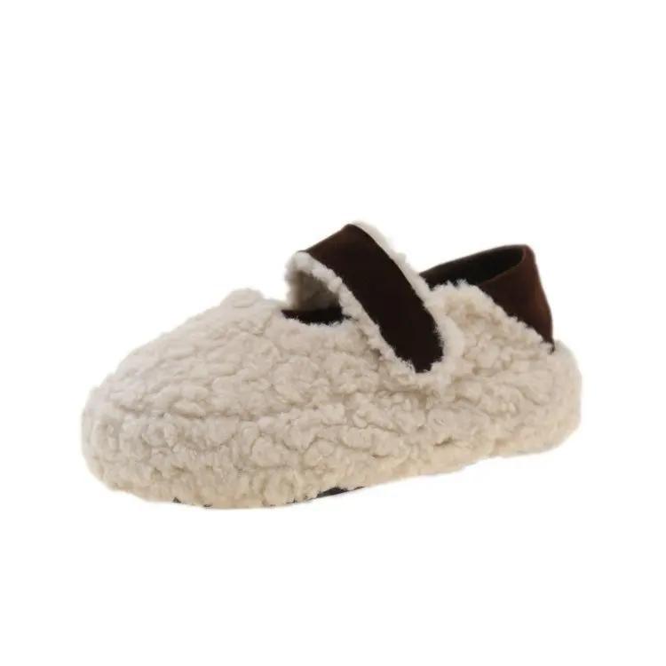 Fashion Baotou Plus Velvet Outside To Wear Cotton Slippers Autumn New 2024 Thick Sole Lazy Slip-on Women's Retro Cotton Shoes