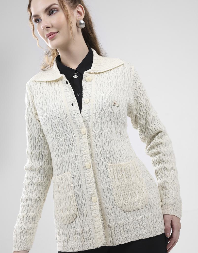 MONTE CARLO Women's Collar Neck Full Sleeves Cardigan