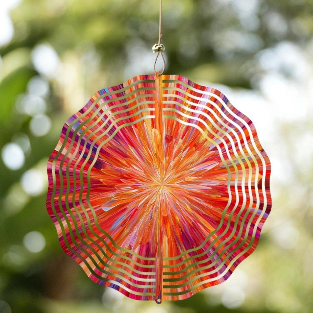 1 Stück Mandala Spiral Windspiel - Metall 2D Mandala Spinner mit 360° drehendem Haken, Garten Terrassen Dekoration, Outdoor Windskulptur