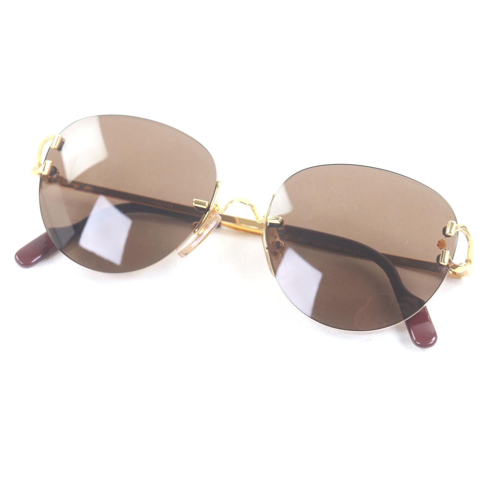 

Excellent Cartier sunglasses Rimless Two-Point Brown gold mens Used