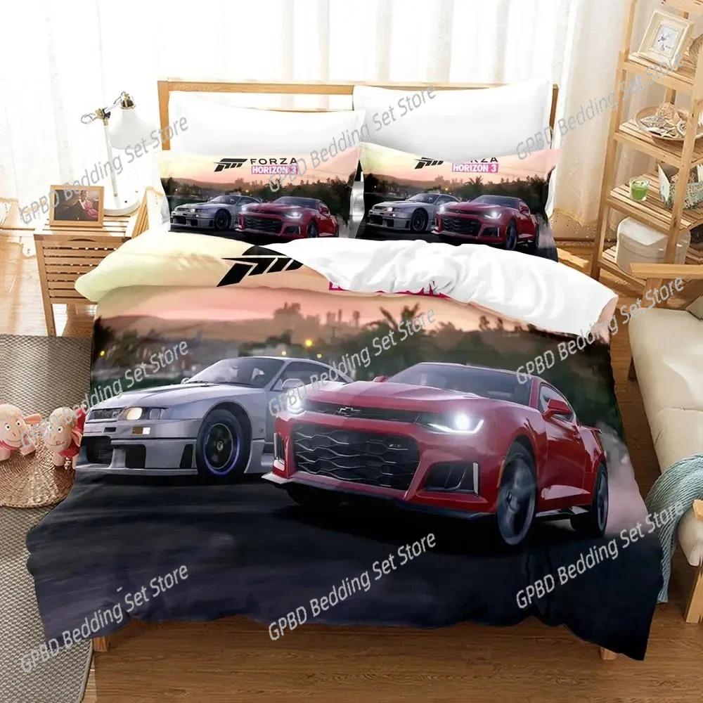 Forza Sports Car 3D Print Duvet Cover Set for Boys Bedroom Single Double Queen King Size Quilt Cover Pillowcase Bedding Set