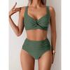 2026 סט ביקיני חדש אחיד מותן גבוה לנשים בגד ים Push Up בגד ים נשי שני חלקים בגד ים לחוף בגד ים לשחייה