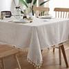 Linen Tablecloths Fabric Tassel Tablecloth Dust-Proof Table Cover For Kitchen Dinning Tabletop Home Decoration Everyday Use
