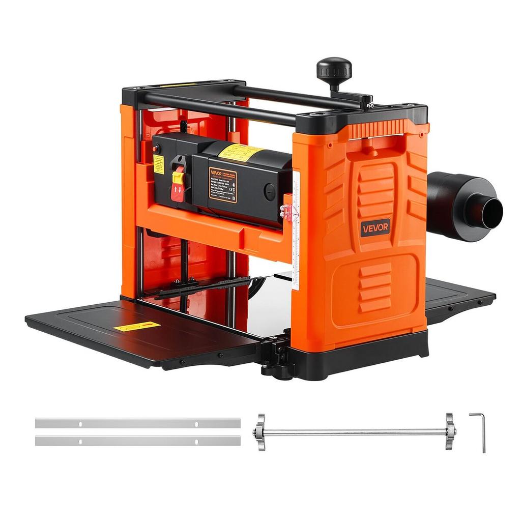 Thickness Planer, Two-Blade, 330 mm Width Worktable Power Benchtop Planer, 1800W 23500 RPM Powerful Motor, Dual Rollers, Over Protection, Single Speed